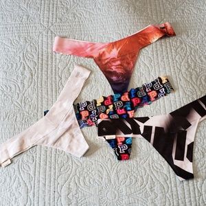 NWT VS Pink 4 Seamless & LaceThong Panties XL
